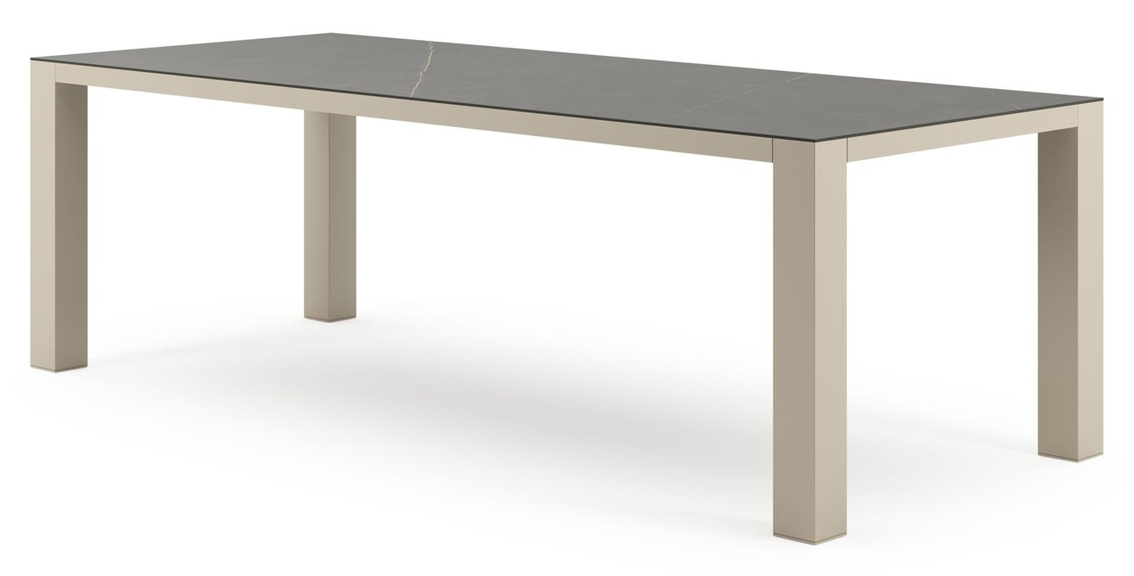 Nano tuintafel rechthoekig in beige aluminium en volkeramiek Calatorao - L 240 x B 100 x H 75 cm