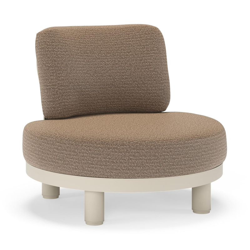 Donato loungestoel in beige aluminium met all weather solica Firenze Bamboe kussen
