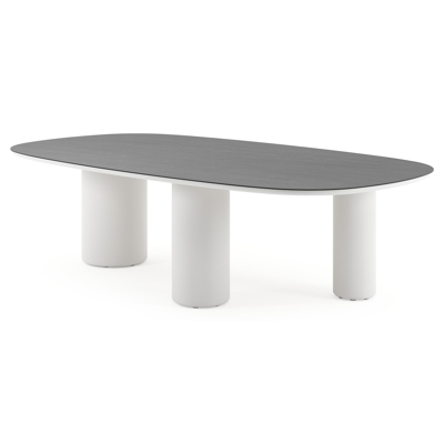 Amico tuintafel bombo xl in wit aluminium en volkeramiek Basalt Black - L 270 x B 148 x H 73.5 cm