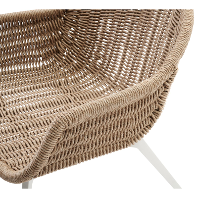 Pagino loungezetel 1-zit in wit aluminium en wicker