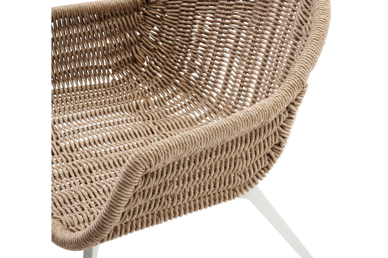 Fauteuil de jardin Pagino 1-pl en aluminium blanc et résine tressée