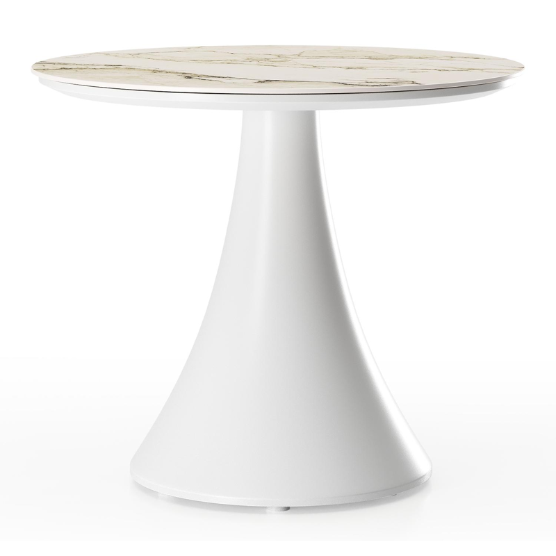 Fano low dining loungetafel in wit aluminium en volkeramiek colorado dunes - Dia. 65 x H 55 cm