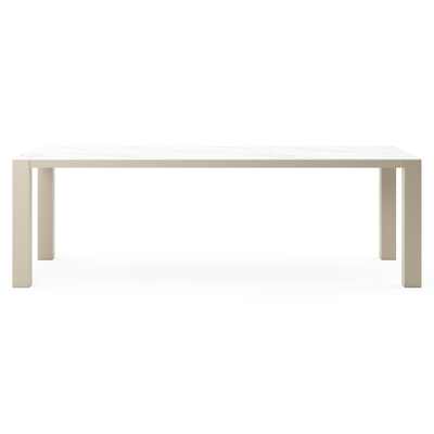 Nano tuintafel rechthoekig in beige aluminium en volkeramiek Calacatta - L 240 x B 100 x H 75 cm