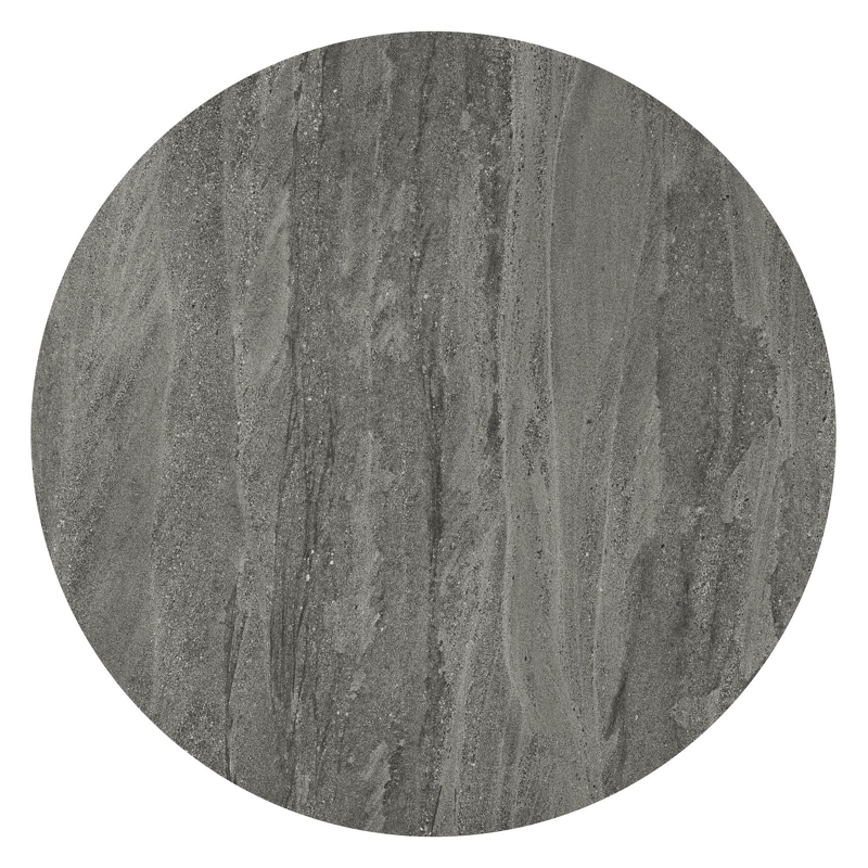 Amico loungetafel rond in zwart aluminium en volkeramiek Aspen Grey - Dia. 110 x H 28 cm