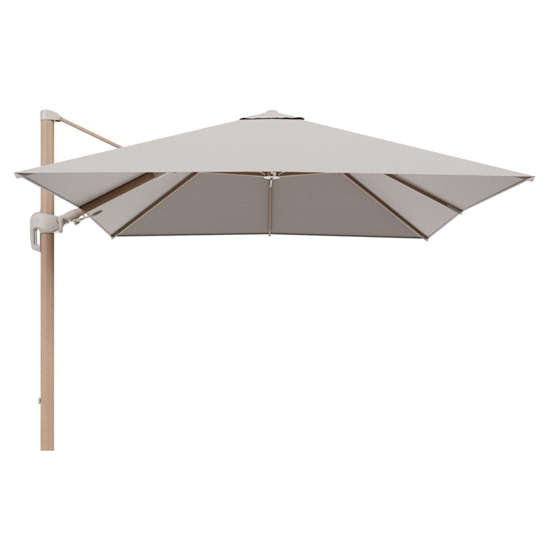 Rufina zweefparasol tiltfunctie in houtlook aluminium en parasoldoek in All Weather Sunbrella® Luxe Slow Farafra - L1 300 x L2 300 cm (zonder voet)