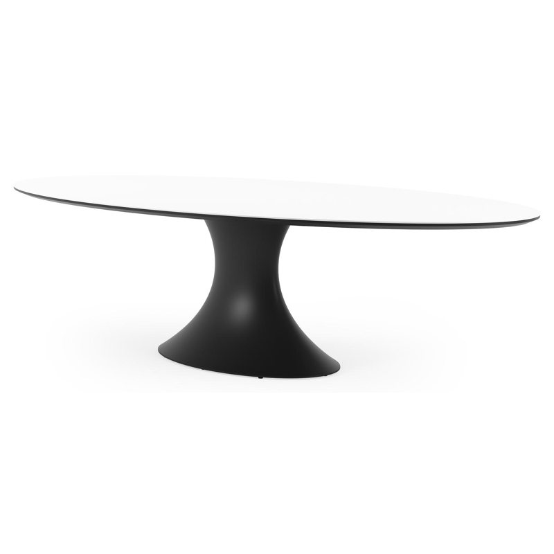 Fano tuintafel ovaal in zwart aluminium en volkeramiek Arctic White - L 290 x B 148 x H 75 cm
