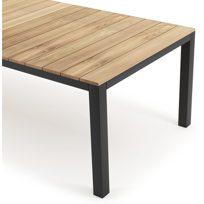 Capri tuintafel in zwart aluminium en teak - L 280 x B 110 x H 75 cm