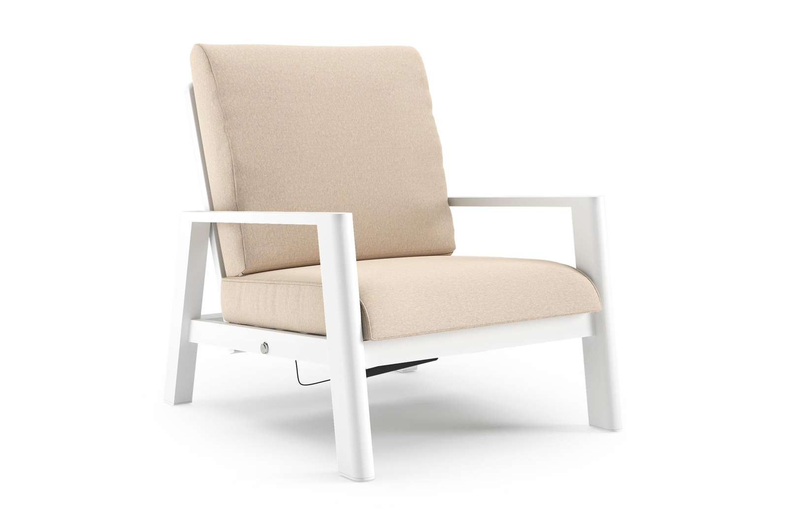 Fauteuil de jardin Cirello en aluminium blanc et coussins en all weather sunbrella® luxe heritage papyrus