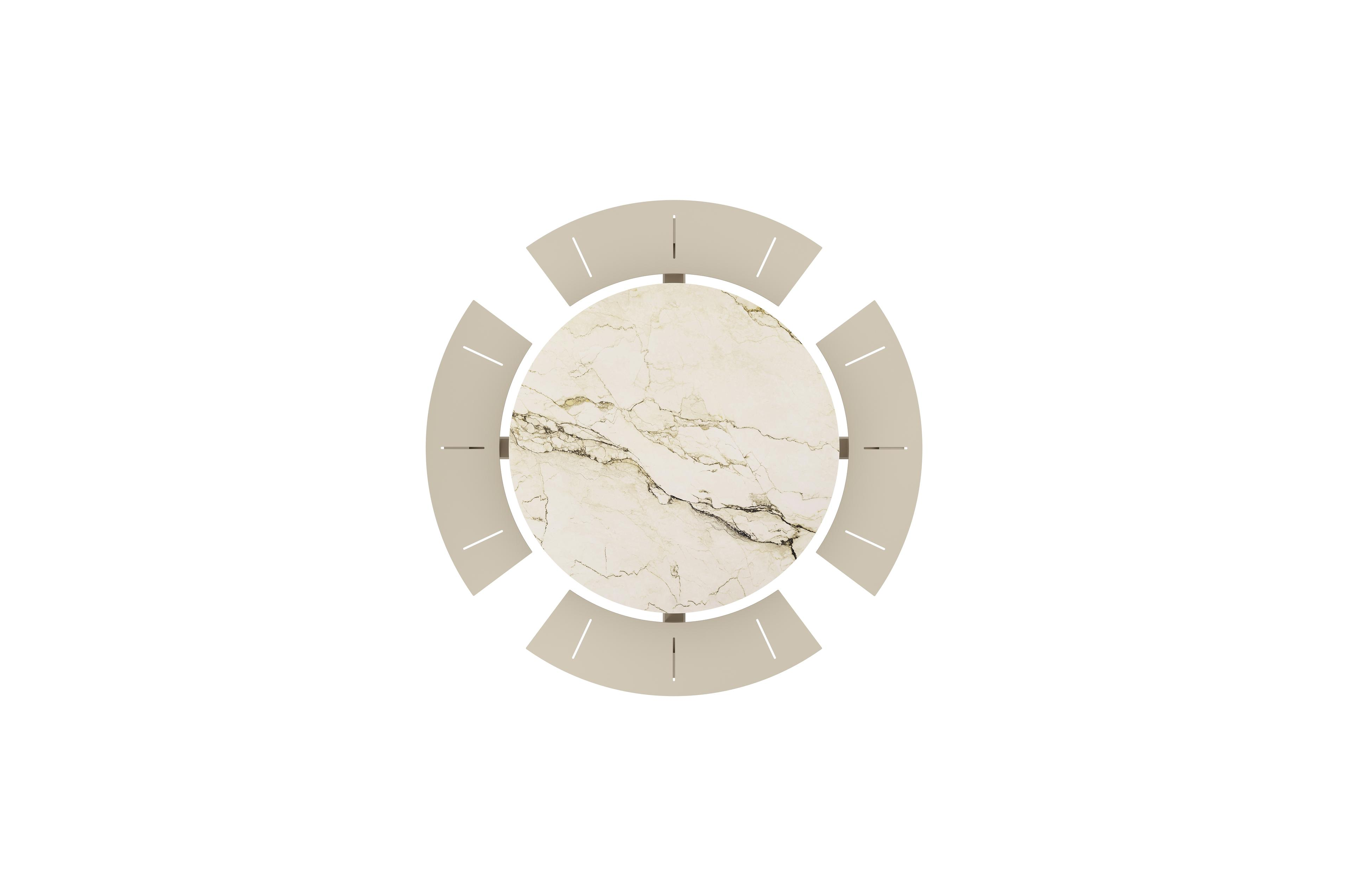 Rondino picknicktafel in beige aluminium en volkeramiek Colorado Dunes - Dia. 148 cm