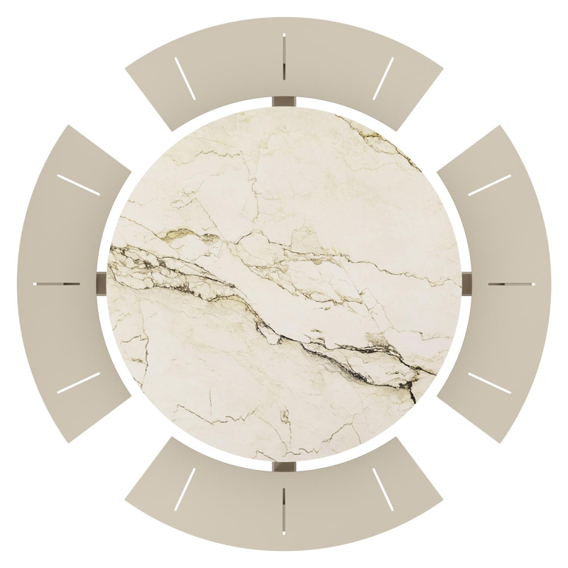 Rondino picknicktafel in beige aluminium en volkeramiek Colorado Dunes - Dia. 148 cm