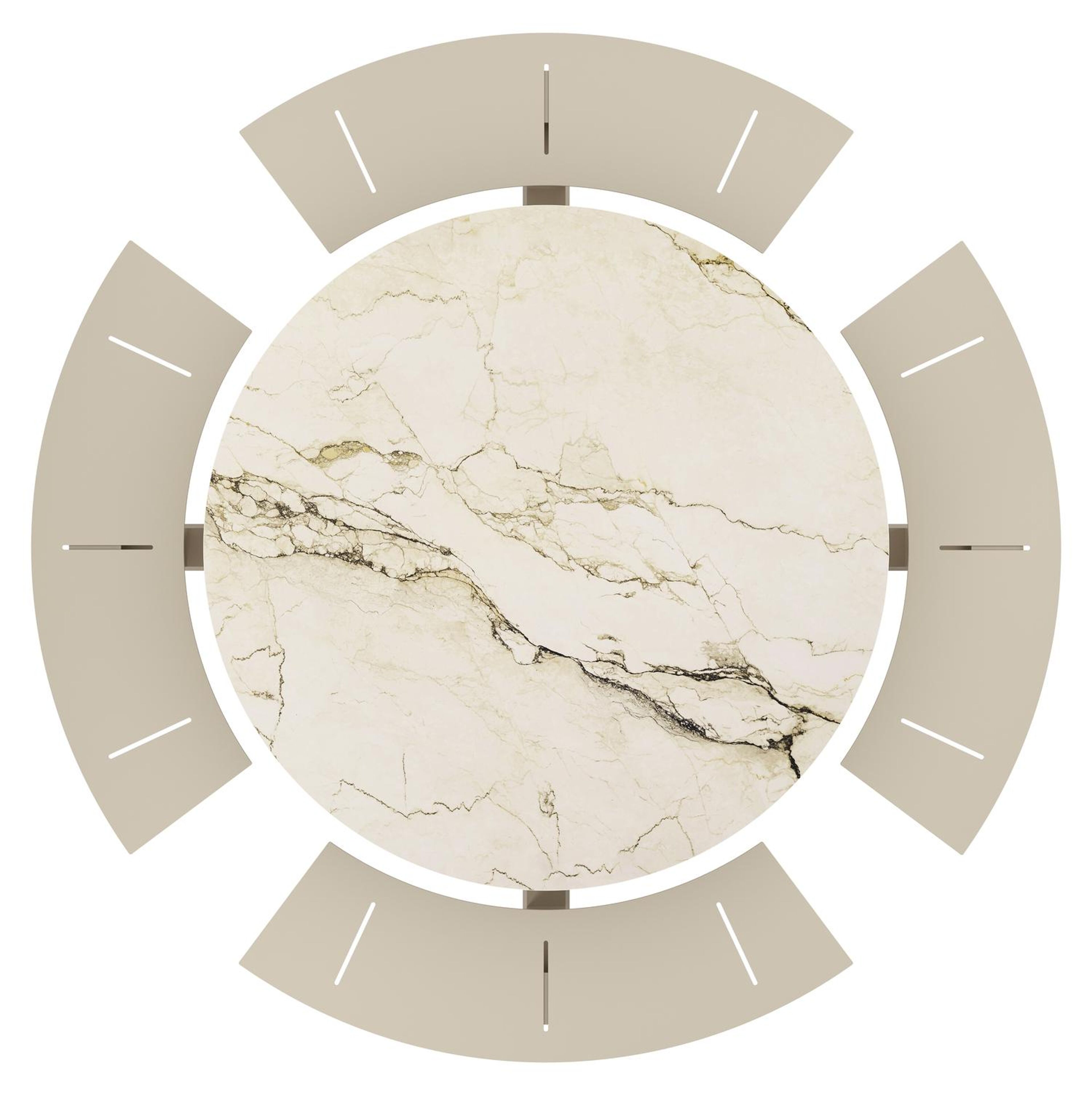 Rondino picknicktafel in beige aluminium en volkeramiek Colorado Dunes - Dia. 148 cm