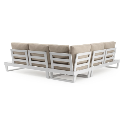 Modica loungehoek in wit aluminium met rustic weather+ softtouch kussens en loungetafel