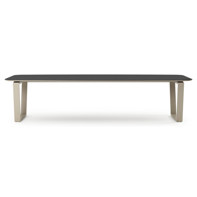 Pagino tuintafel bootvorm in beige aluminium en volkeramiek Nero Black - L 315 x B 115 x H 73 cm