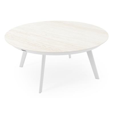 Rondo loungetafel in wit aluminium en calista volkeramiek - Dia. 85 x H 35 cm