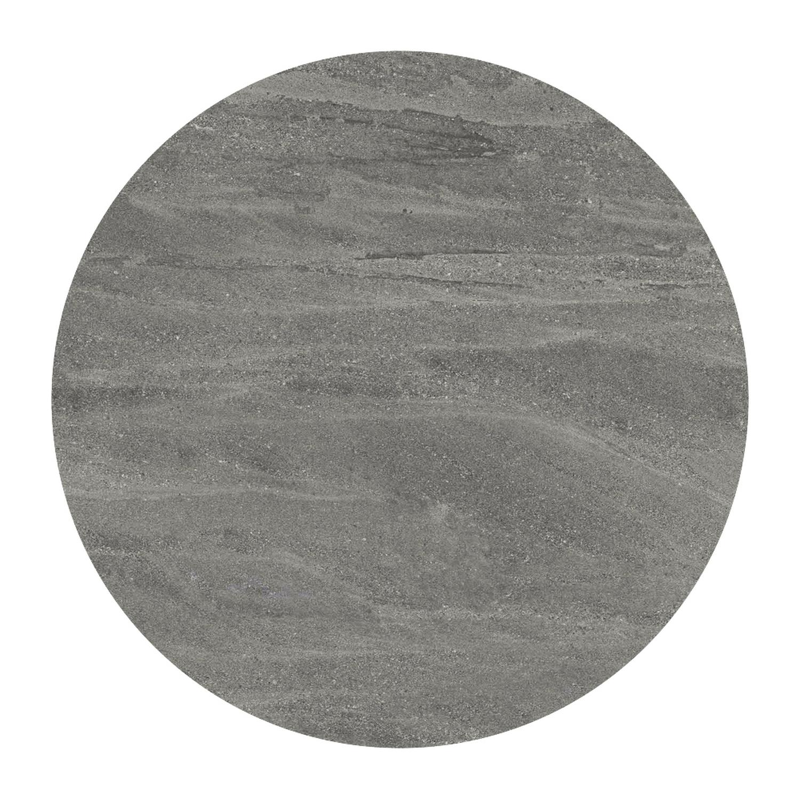 Bomero loungetafel rond in taupe aluminium en volkeramiek Aspen Grey - Dia. 84 x H 32.2 cm