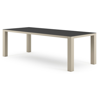 Nano tuintafel rechthoekig in beige aluminium en volkeramiek Nero Black - L 240 x B 100 x H 75 cm