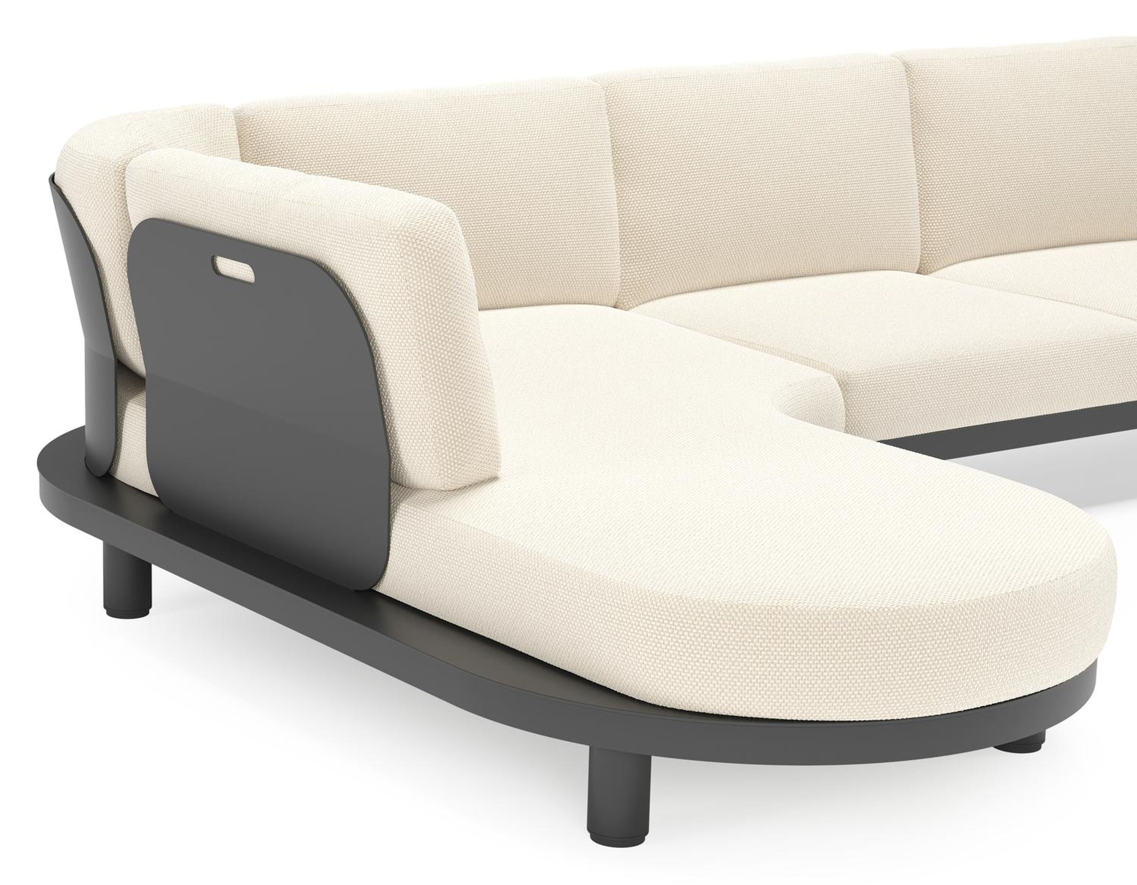 Donato loungehoek in zwart aluminium met all weather cosytica Althea Off White kussen