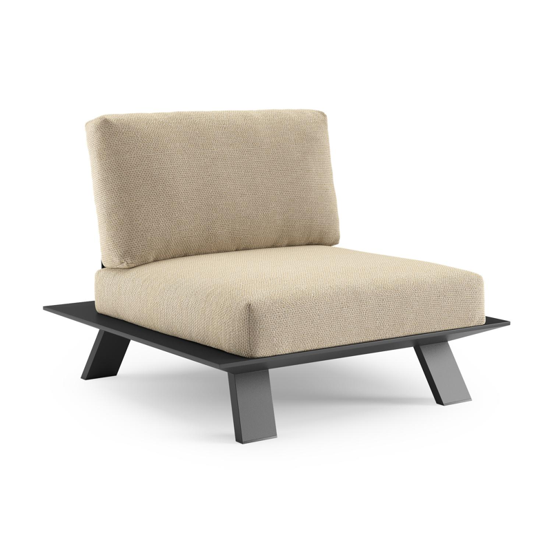 Cesano loungestoel in zwart aluminium met althea camel all weather Cosytica kussen