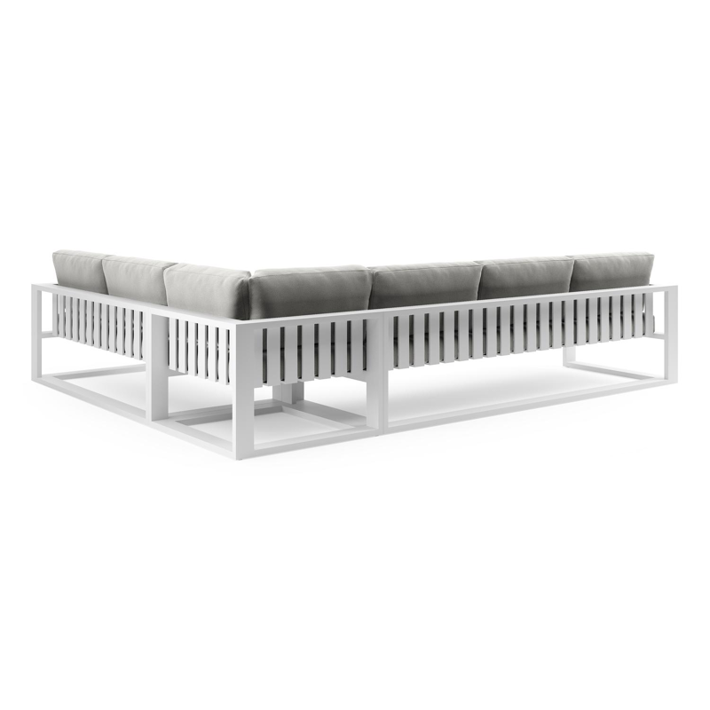 Verato loungehoek in wit aluminium met lopi ash all weather sunbrella® luxe kussen