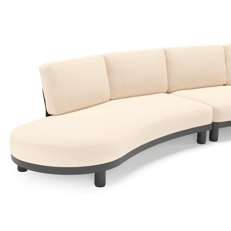 Donato loungehoek in zwart aluminium met all weather sunbrella® luxe Heritage Papyrus kussen