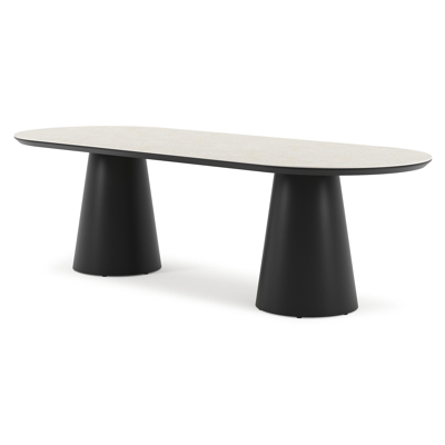 Table de jardin Donato en aluminium noir et céramique pleine shilin - Lg 260 x Larg. 100 x H 74 cm