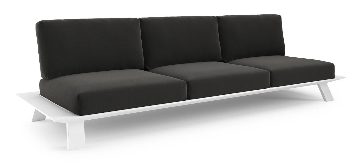 Cesano loungebank in wit aluminium met natte sooty all weather Sunbrella® luxe kussen