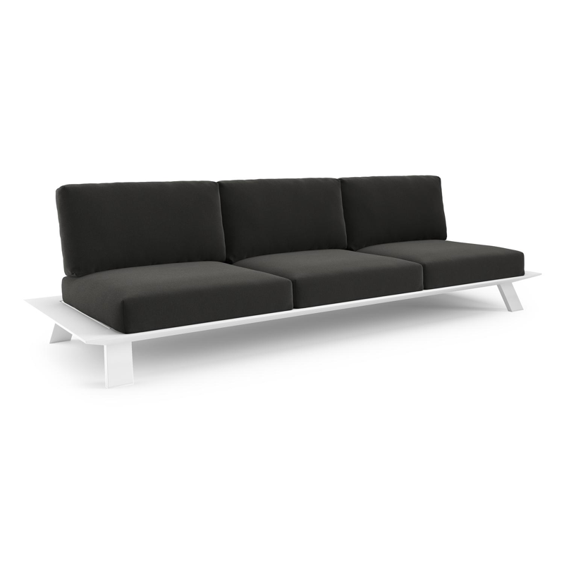 Cesano loungebank in wit aluminium met natte sooty all weather Sunbrella® luxe kussen