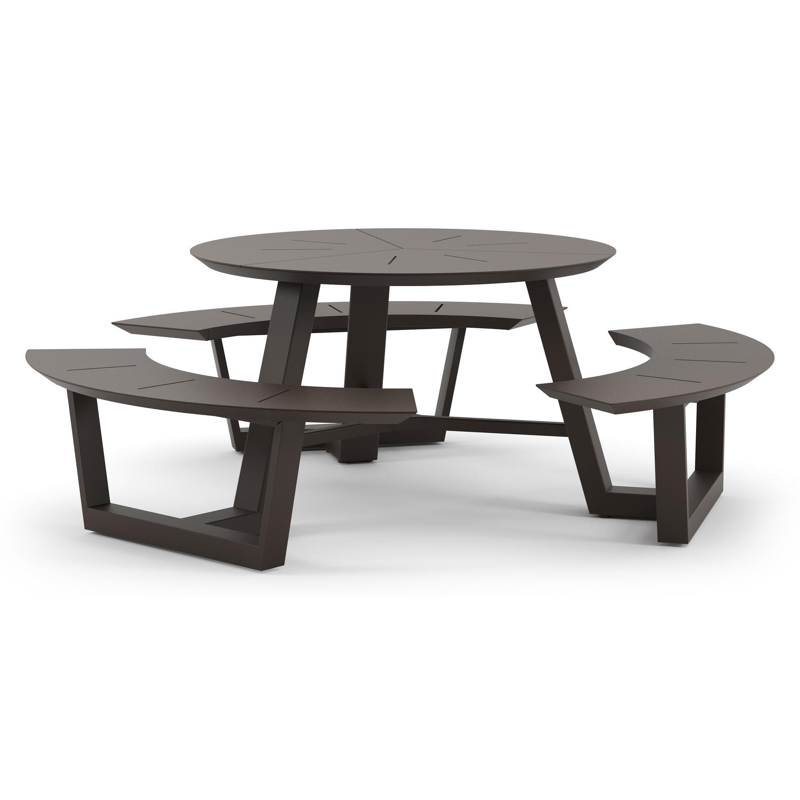 Rondino picknicktafel in donkerbruin aluminium - Dia. 207 x H. 71.5 cm