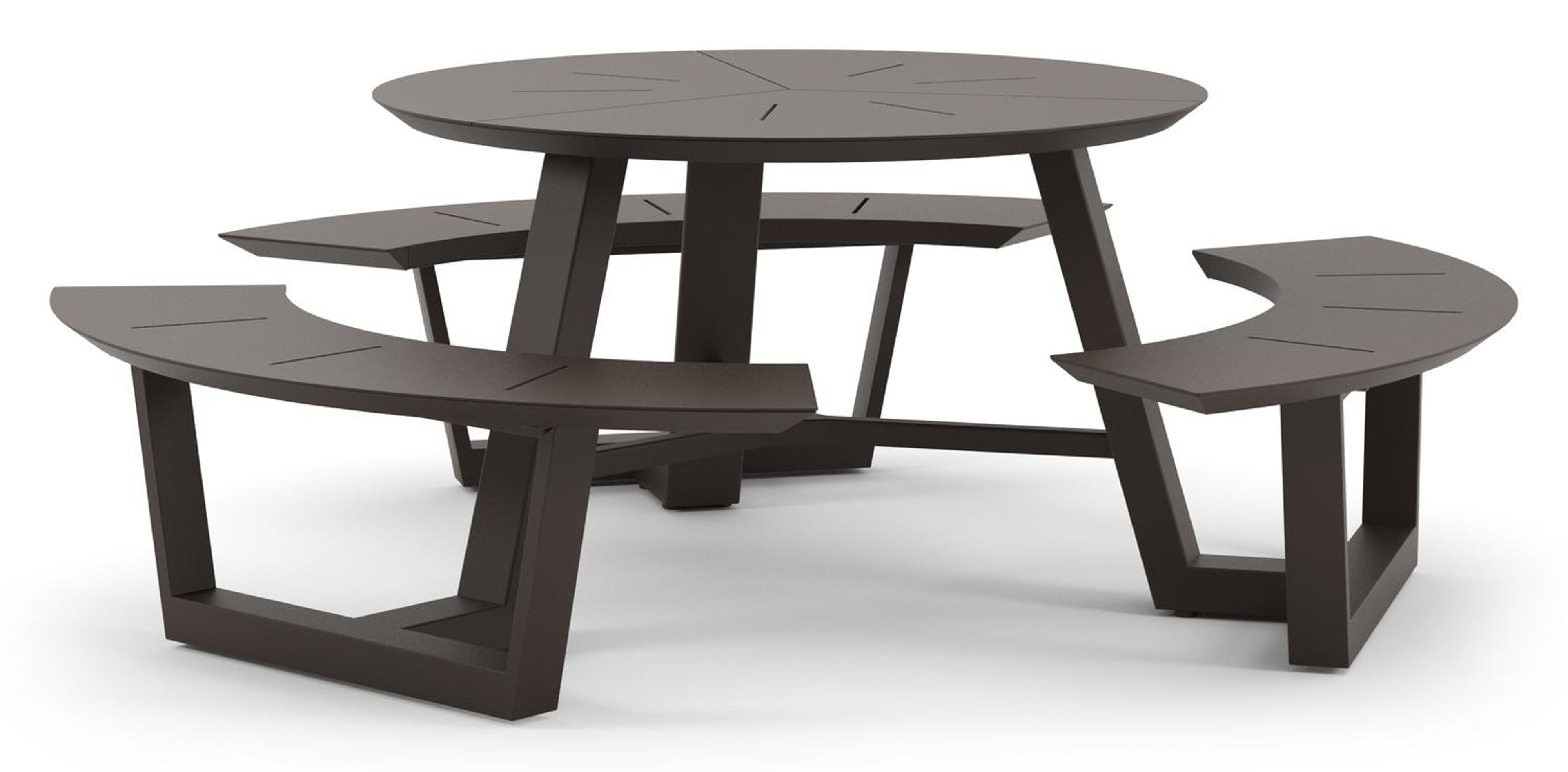 Rondino picknicktafel in donkerbruin aluminium - Dia. 207 x H. 71.5 cm