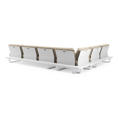 Pagino loungehoek in wit aluminium met althea camel all weather cosytica kussen