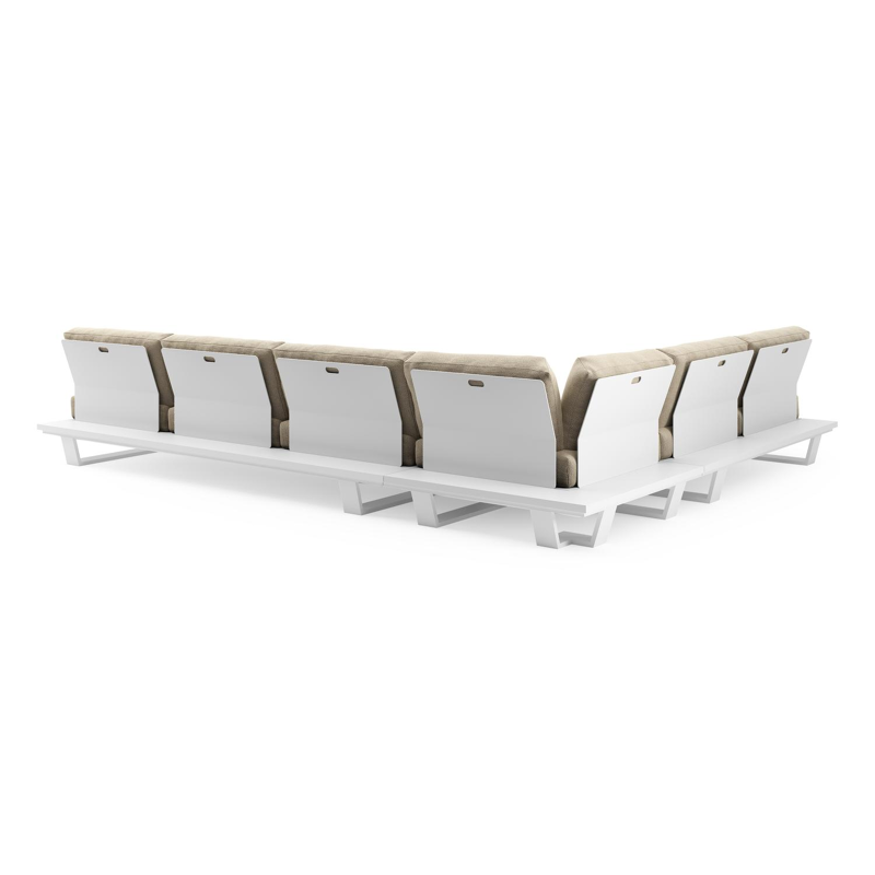 Pagino loungehoek in wit aluminium met althea camel all weather cosytica kussen