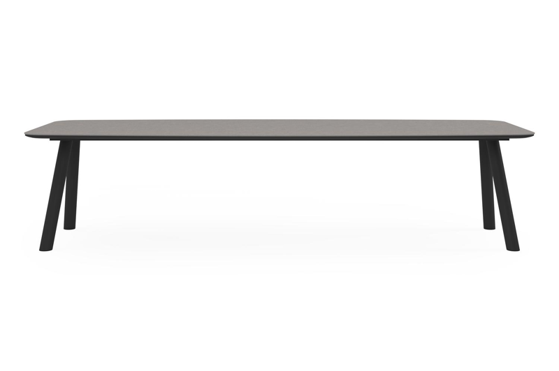 Orso tuintafel bootvorm in zwart aluminium en volkeramiek wulong - L 315 x B 115 x H 73.5 cm