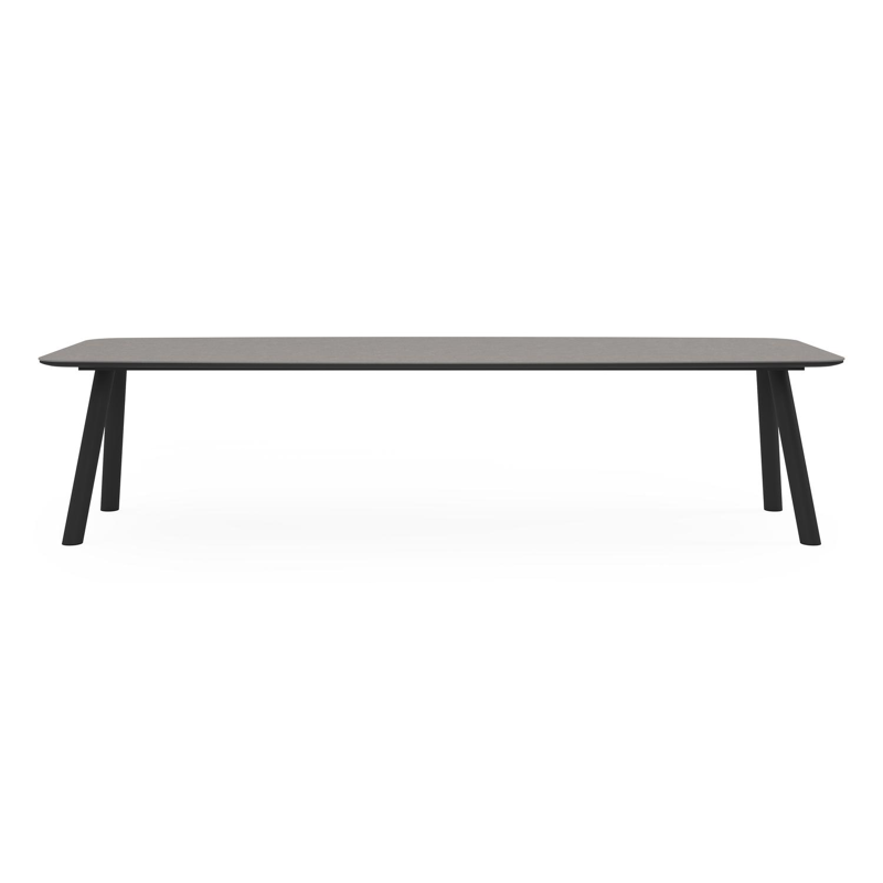 Orso tuintafel bootvorm in zwart aluminium en volkeramiek wulong - L 315 x B 115 x H 73.5 cm