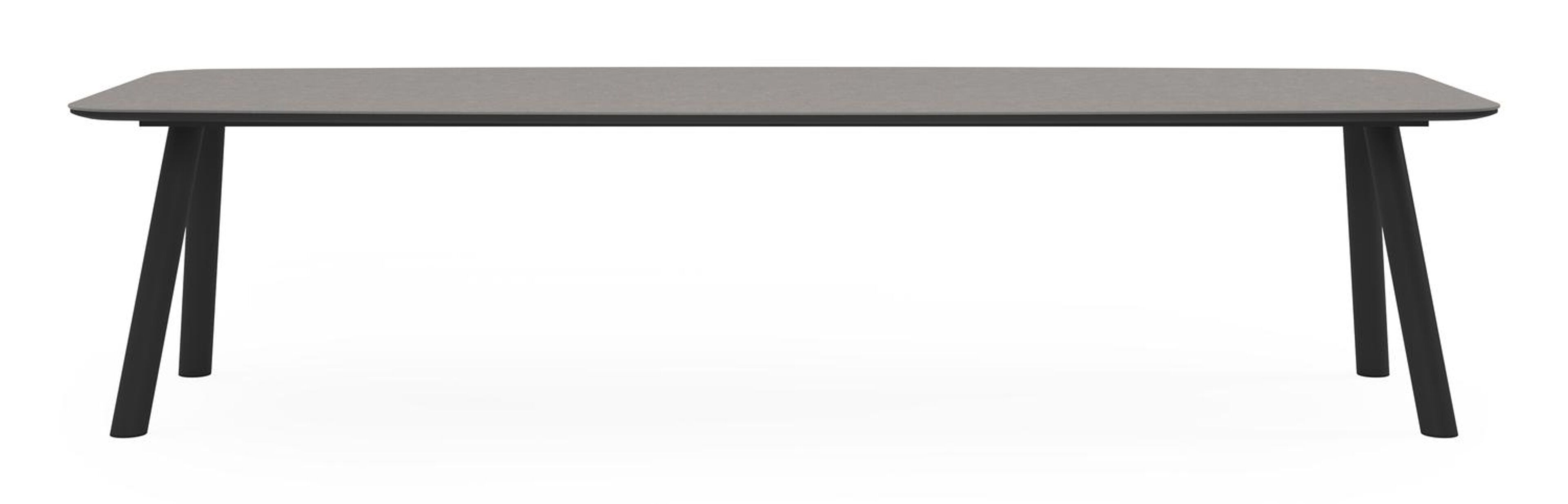 Orso tuintafel bootvorm in zwart aluminium en volkeramiek wulong - L 315 x B 115 x H 73.5 cm