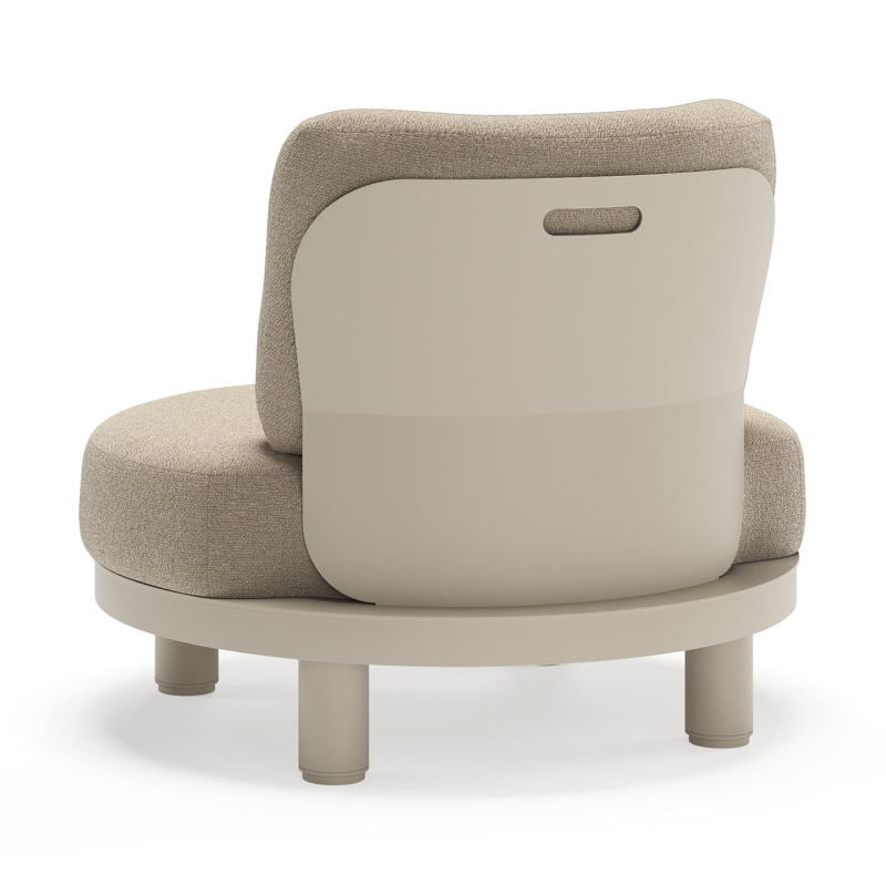 Donato loungestoel in beige aluminium met all weather cosytica Marbella Sand kussen
