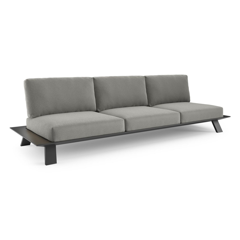 Cesano loungebank in zwart aluminium met savane zinc all weather Sunbrella® luxe kussen