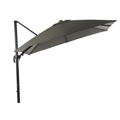 Avola zweefparasol met tiltfunctie in zwart aluminium met grijs sunbrella® premium parasoldoek - L1 300 x L2 300 cm (zonder voet)