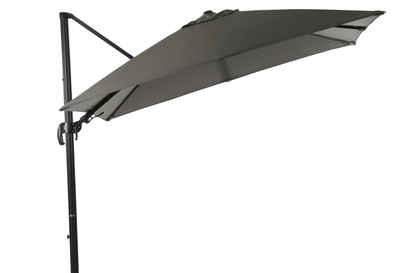 Avola zweefparasol met tiltfunctie in zwart aluminium met grijs sunbrella® premium parasoldoek - L1 300 x L2 300 cm (zonder voet)
