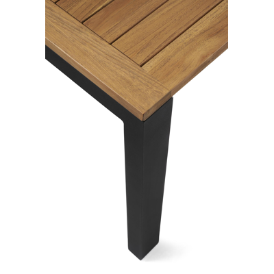Ensemble de jardin Trente en aluminium noir avec plateau de table en teck Naturel et 6 chaises de jardin Artena