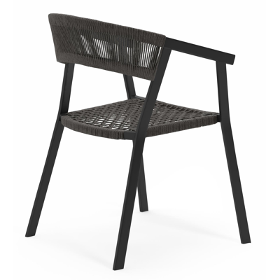 Calobra tuinset met verlengbare tafel in zwart aluminium en naturel teak tafelblad met 10 stapelbare Viaro tuinstoelen