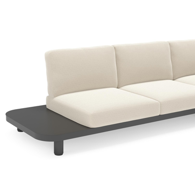 Donato loungehoek in zwart aluminium met all weather sunbrella® luxe Lopi Marble kussen