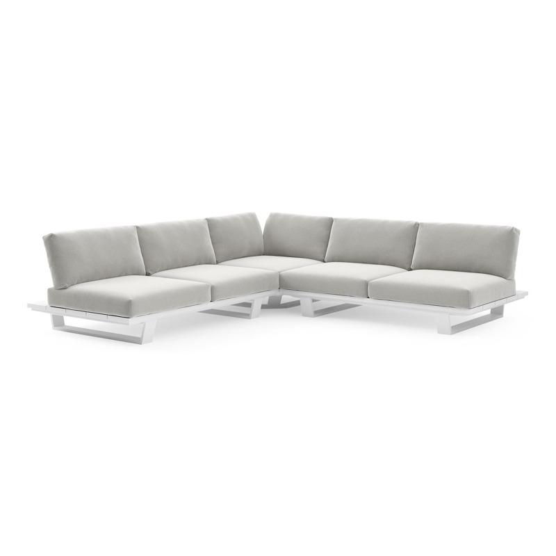 Pagino loungehoek in wit aluminium met lopi ash all weather sunbrella® luxe kussen