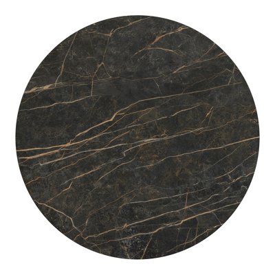 Table de jardin Fano ronde en aluminium beige et céramique pleine Black Obsession - Diam. 130 x Haut. 75 cm