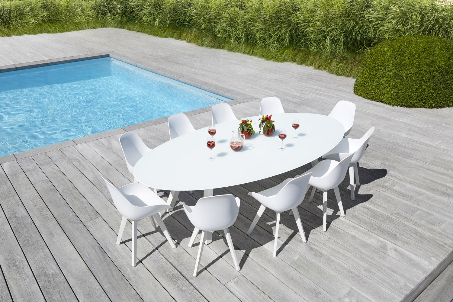 Mesa tuinstoel in wit aluminium en wit kunststof