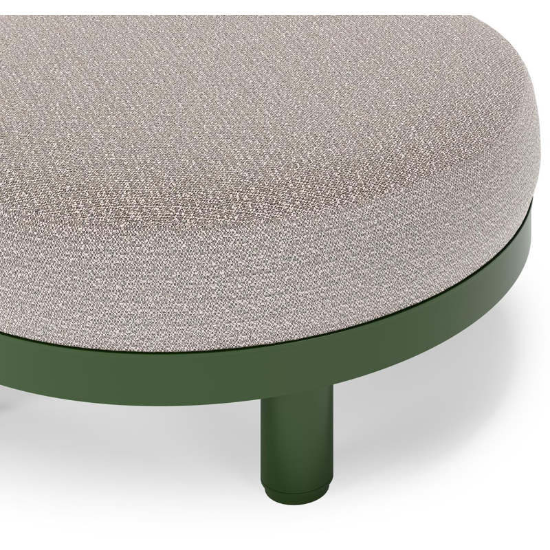 Donato lounge poef in groen aluminium met all weather sunbrella® luxe Wander Granite kussen