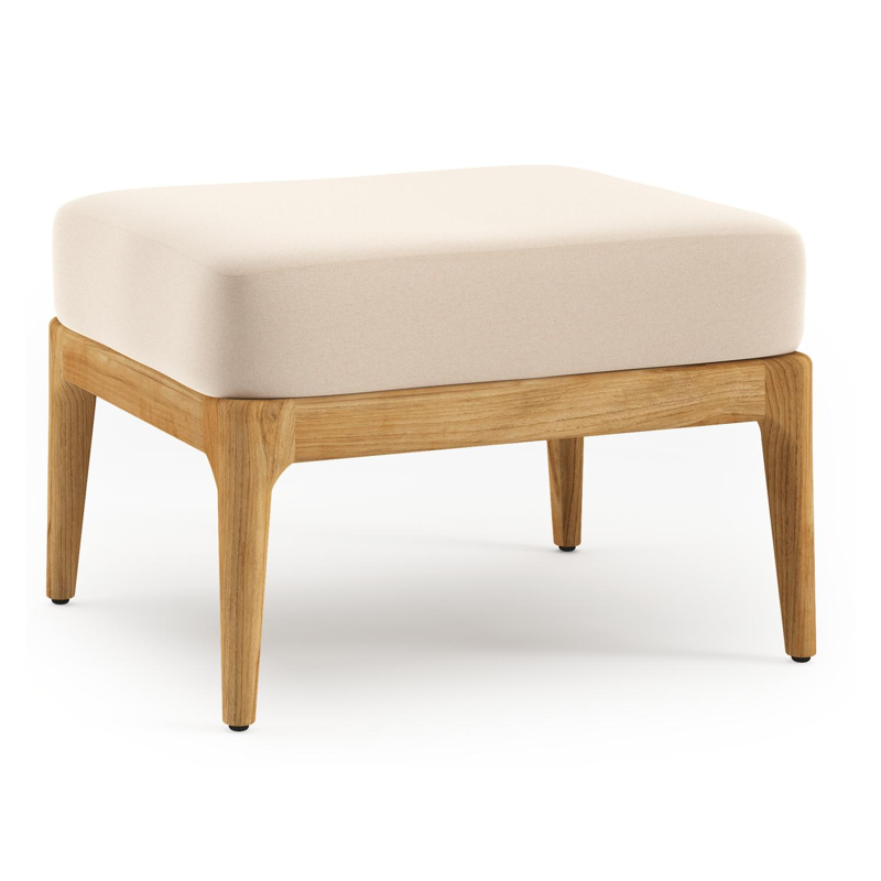Orso poef in teak met Natte Linen Chalk all weather sunbrella® luxe kussen