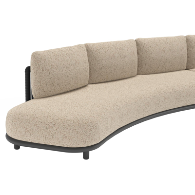 Lomano loungebank in zwart aluminium en beige verticaal geweven luxe vlakke rope met bora jungle all weather cosytica kussen