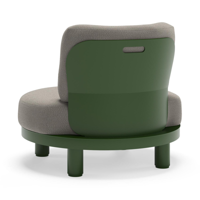 Donato loungestoel in groen aluminium met all weather sunbrella® luxe Lopi Silver kussen