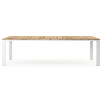 Nano tuintafel in wit aluminium en teak - L 280 x B 110 x H 75 cm