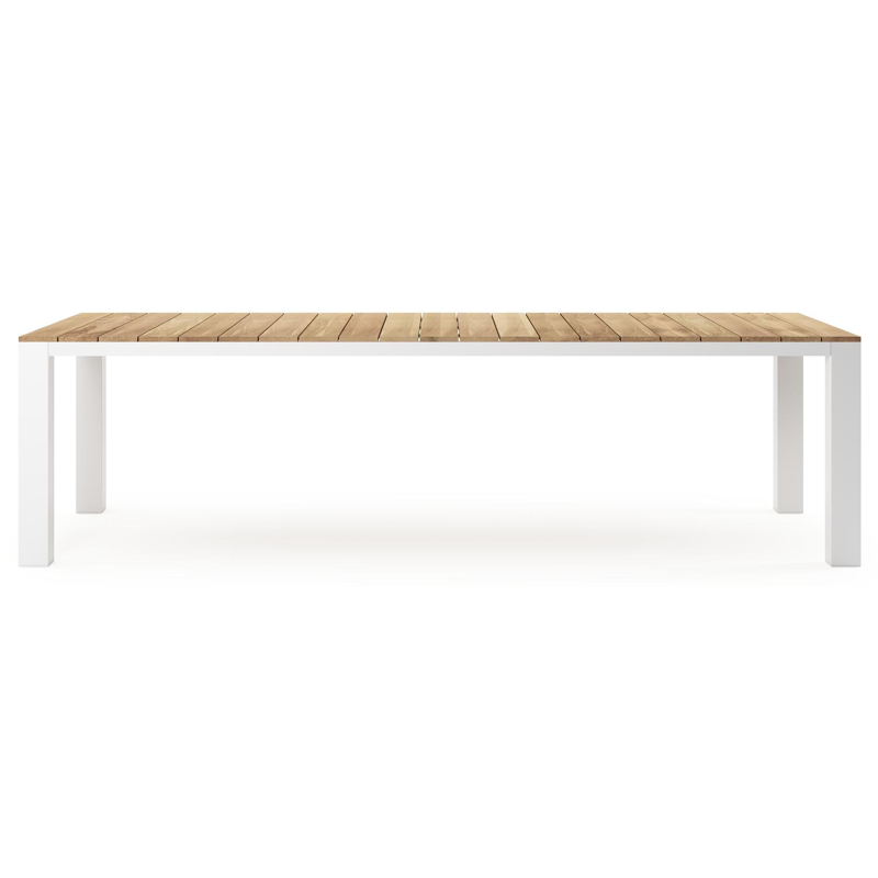 Nano tuintafel in wit aluminium en teak - L 280 x B 110 x H 75 cm